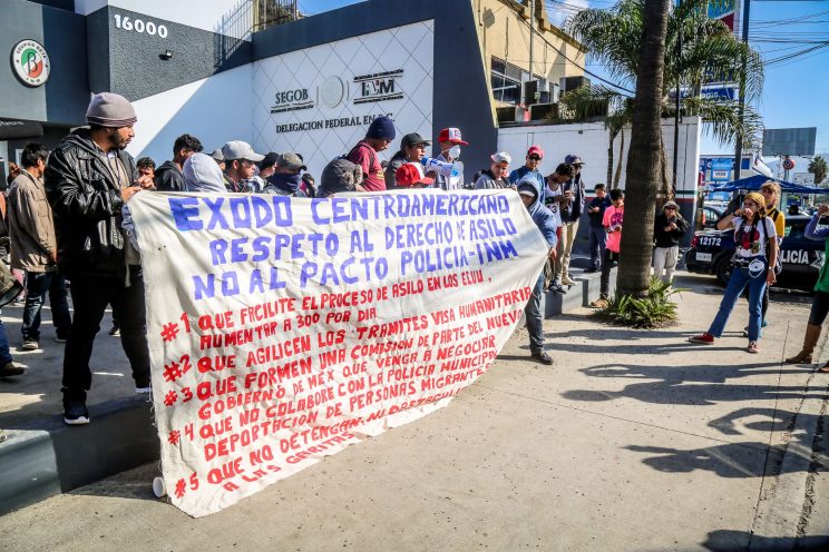 Rally outside of INM office Tijuana Mexico