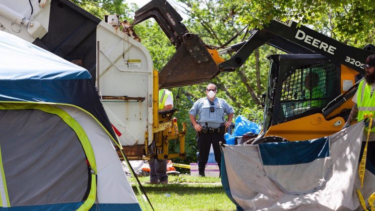 Police Displace Houseless Encampment