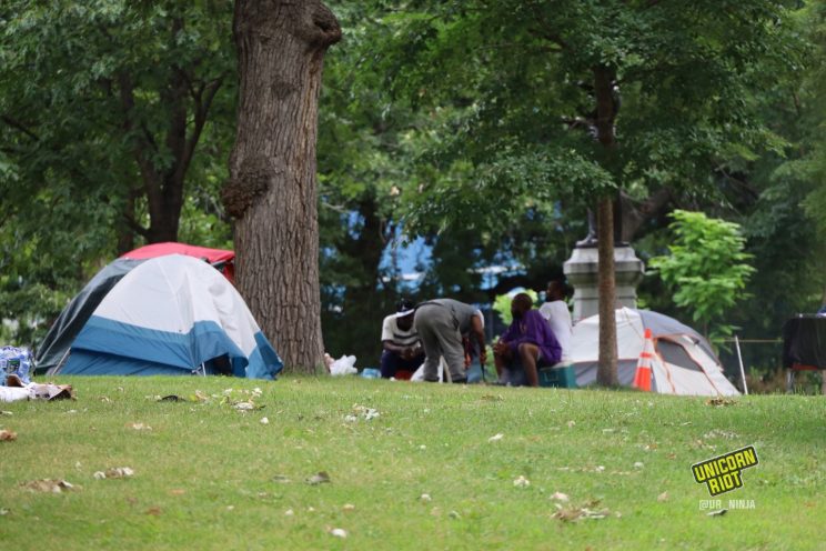 Tents in Loring Park make up the unhoused sanctuary community