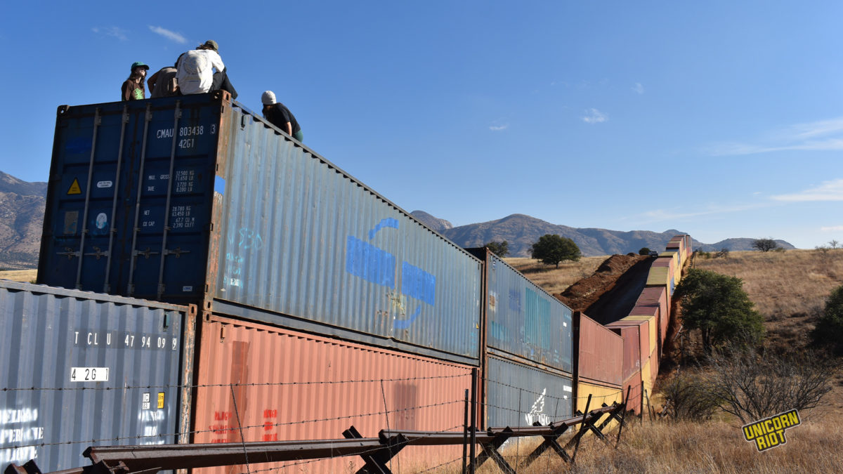 Container Border Blockaders Halt Border Wall Construction in Southern Arizona - UNICORN RIOT