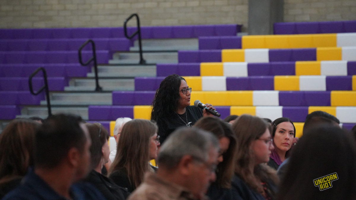 A boarding school descendant speaks at the "Road to Healing" listening session at the Sherman Indian School in Riverside, California on Friday, August 4, 2023.
